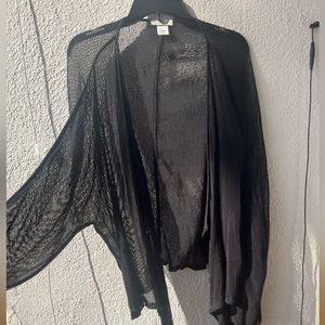 Flowy Fishnet Open Front Cardigan